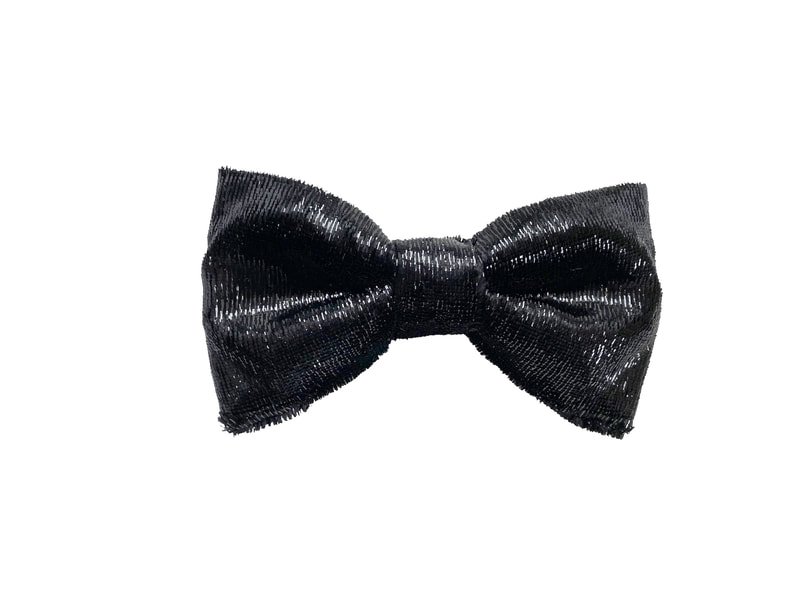 black shiny velvet bow tie